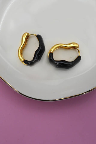 Black Oval Hoop Earrings