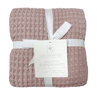Waffle Blanket Throw: Blush