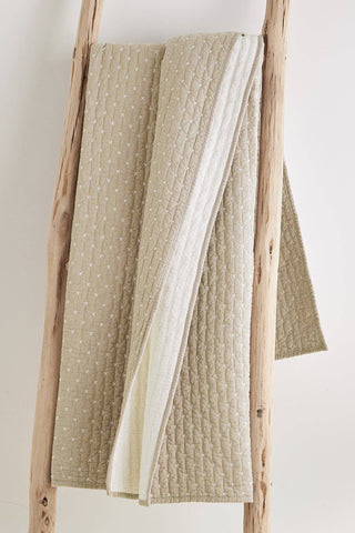 Cross Stitch Quilted Throw: Taupe