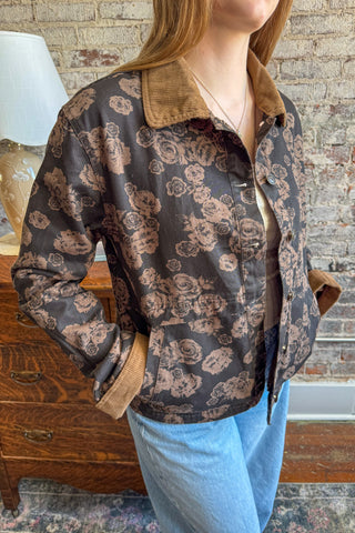 Dark Brown Floral Denim Jacquard Jacket
