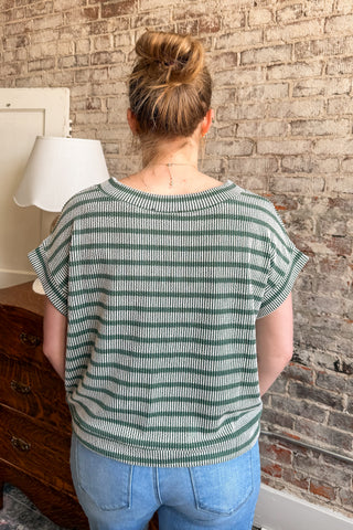 Evergreen Stripe Ribbed Knit Top