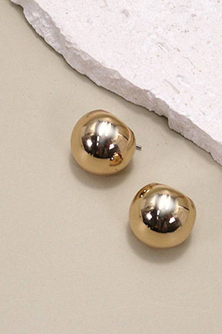 Gold Puffed Huggie Earrings