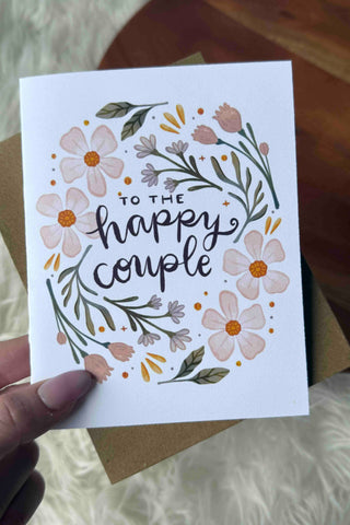"to the happy couple" Pink Florals Wedding Card
