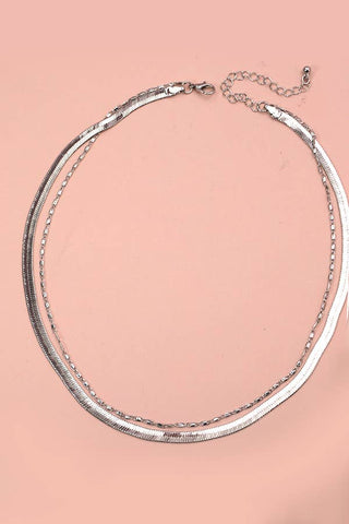 Silver Double Chain Snake Necklace
