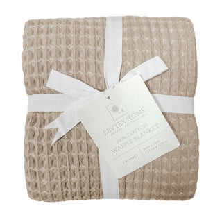 Waffle Blanket Throw: Natural