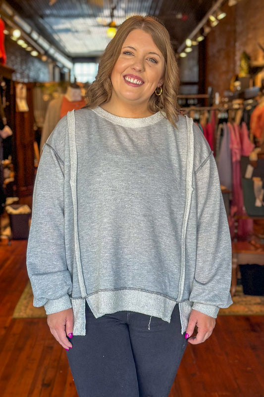 Transitional Gray Terry Knit Sweatshirt