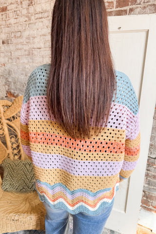 Vintage Sunset Wavy Sweater Top