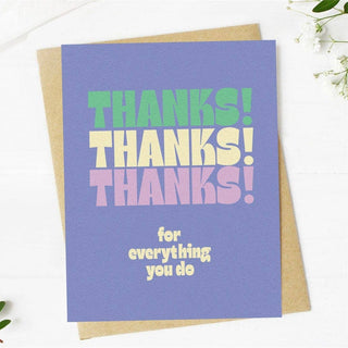"Thanks Thanks Thanks" Thank You Card