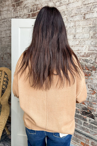 Phoebe Taupe Raw Edge Sweater Top