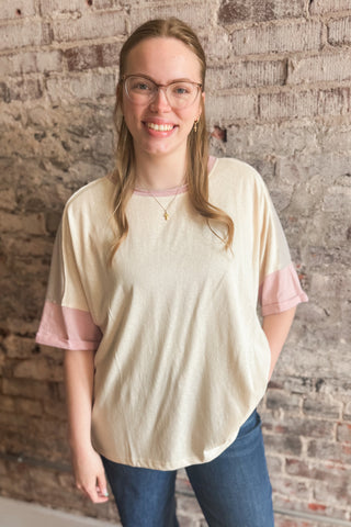 Lavender Mist Color Block Short Sleeve Top