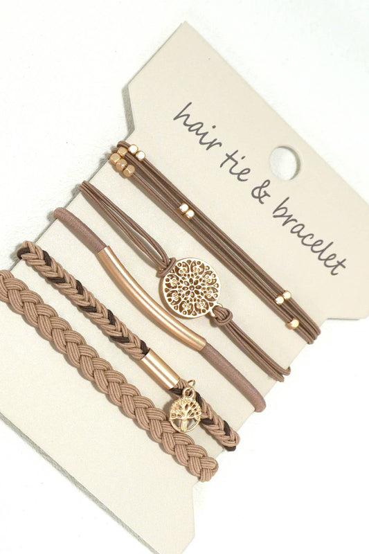 Brown Dual Function Bracelet and Hair Ties