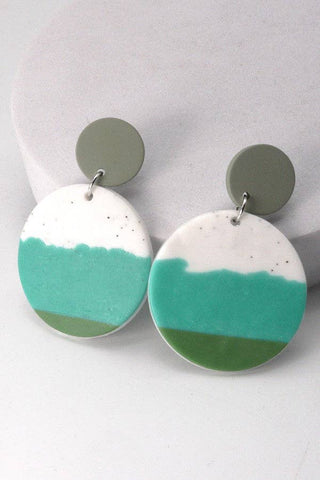 Green Seas Round Earrings