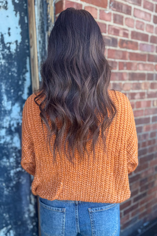 Pumpkin Turtle Neck Cable Knit Sweater