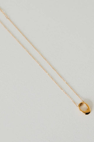 Mini Open Oval Pendant Gold Necklace