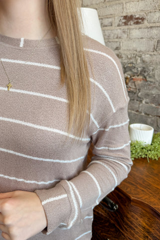Mocha Stripe Relaxed Sweater