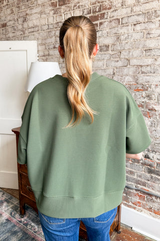 Army Green Textured Everyday Top