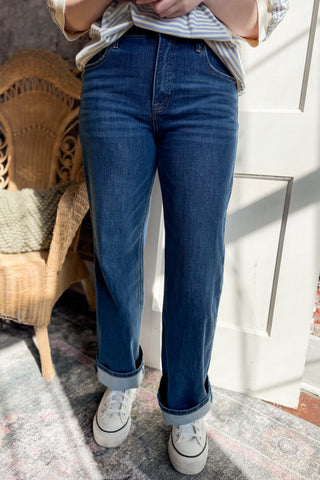 Risen Tummy Control High Raise Straight Jeans