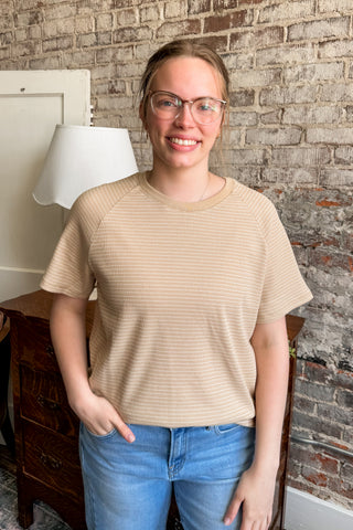 Cream Ribbed Everyday Tee