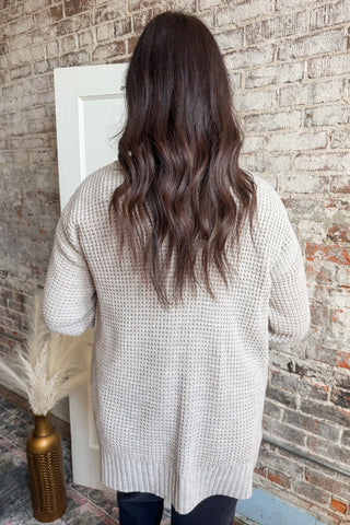 Heather Mocha Waffle Weave Cardigan