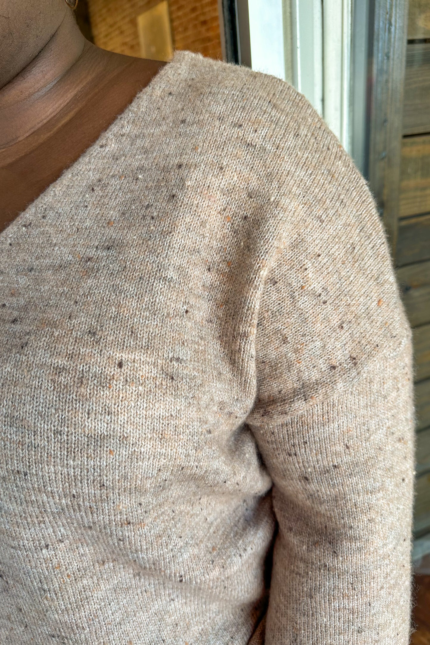 Mocha Speckled Knit Curvy Sweater