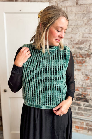 Green Amelia Open Knit Sweater Vest