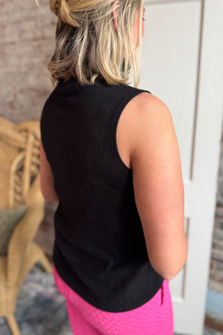 Black Sleeveless Turtle Neck Soft Knit Top