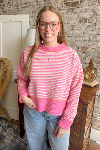 Pink Color Pop Striped Sweater