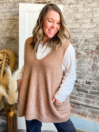Pecan V-Neck Sweater Vest Top