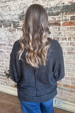 Black Brushed Melange Oversized Sweater (+Curvy)