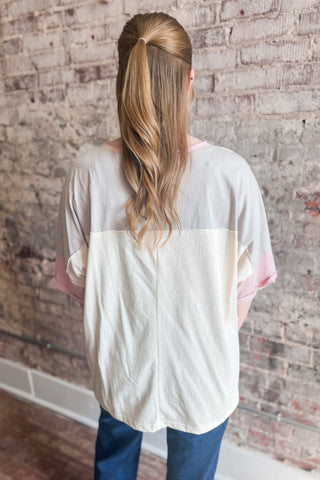 Lavender Mist Color Block Short Sleeve Top