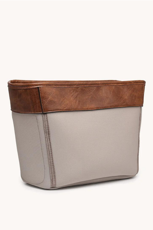 Vira Everyday Versa Tote Liner Contrast Vegan Leather in Taupe