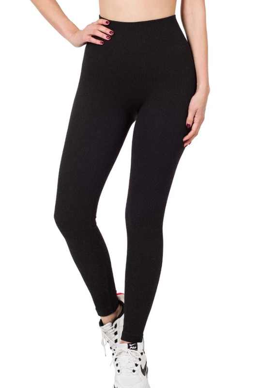 Black Ribbed Seamless Leggings *FINAL SALE*