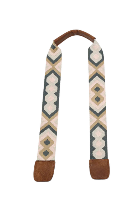 Long Boho Guitar Strap for Versa Tote (Taupe/Green)