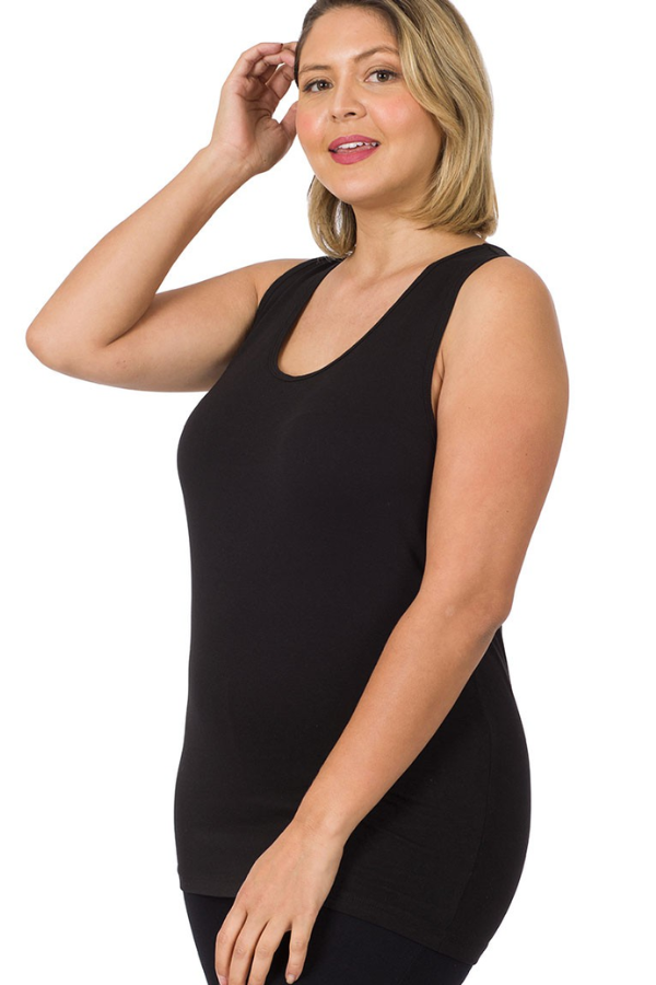 Black Racer Back Curvy Tank Top