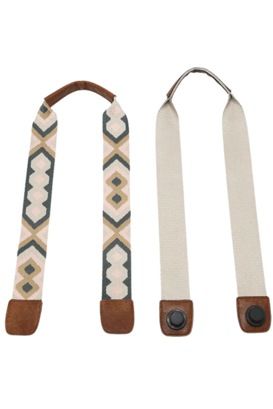 Long Boho Guitar Strap for Versa Tote (Taupe/Green)