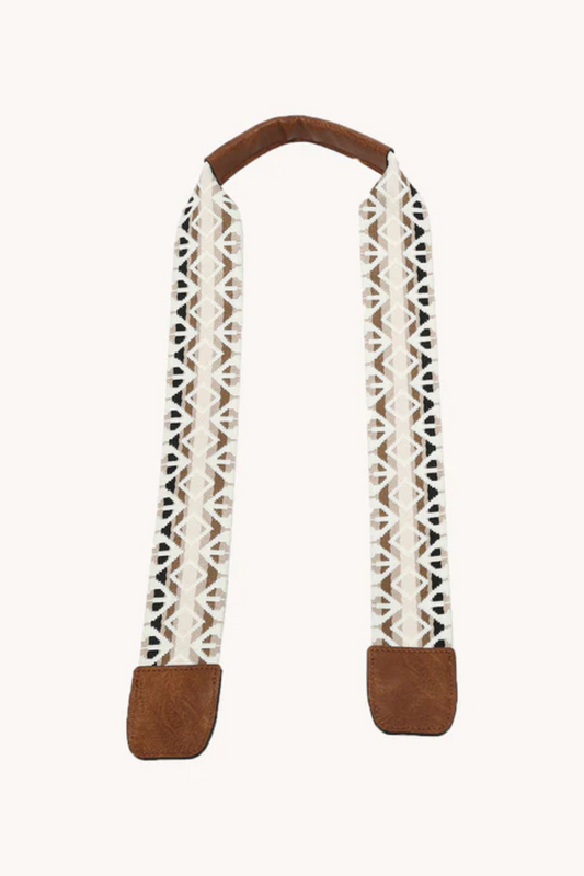 Long Boho Guitar Strap for Versa Tote (Multi-Beige)