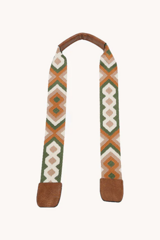 Long Boho Guitar Strap for Versa Tote (Camel/Sage)