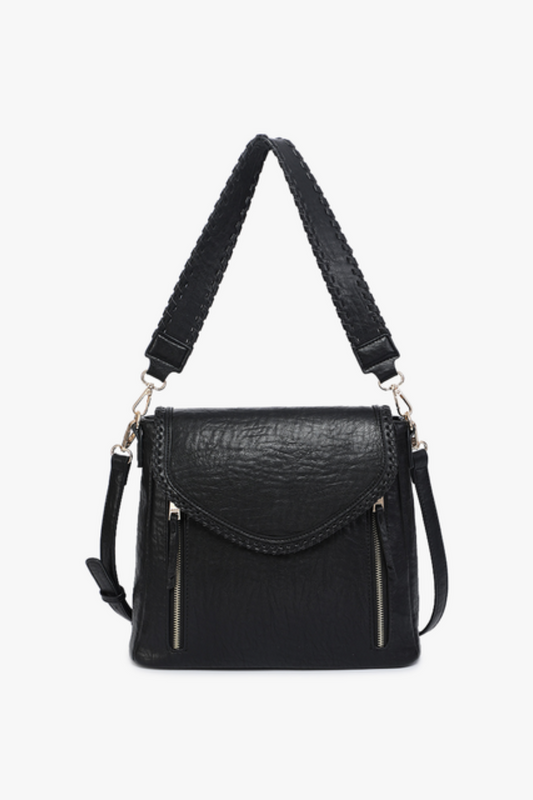 Lorelei Black Whipstitch Crossbody Purse