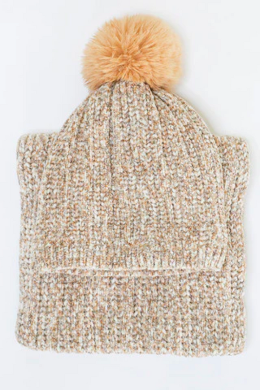 Oatmeal Chenille Beanie and Scarf Set