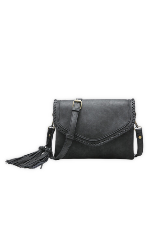 Black Sheena Whipstitch Crossbody Bag