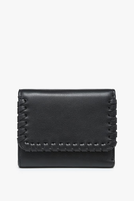 Black Whipstitch Tri-Fold Wallet