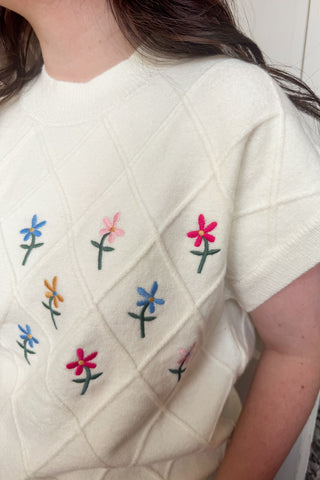 Floral Embroidered Sweater Top
