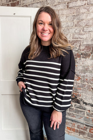Black Oversized Striped Sweater