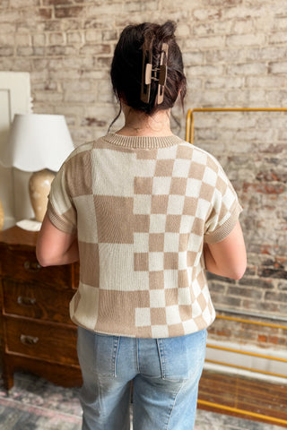Taupe Checkmate Sweater Tee