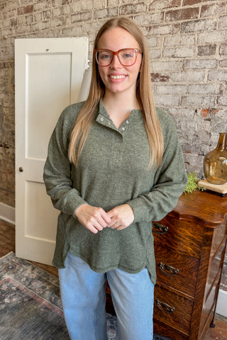 The Everyday Button Olive Henley Top