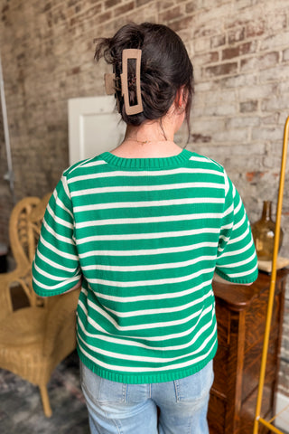 Evergreen Charm Striped Cardigan