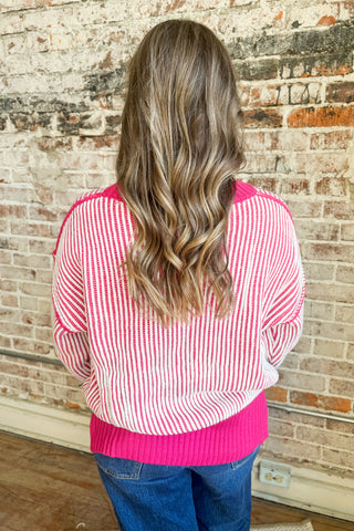 Sophia Two Tone Berry Ribbed Sweater Top