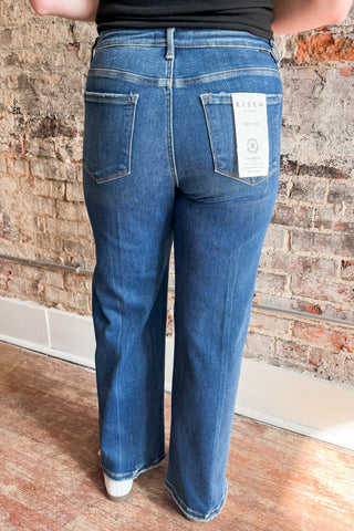Risen Tummy Control High Rise Ankle Straight Crease Line Jeans