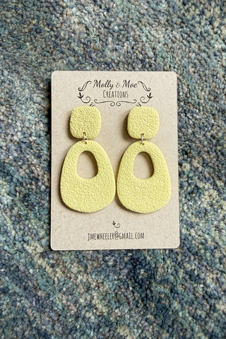 Butter Yellow Cement Stamped Earrings