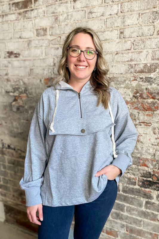 Heather Gray Snap Button Hoodie